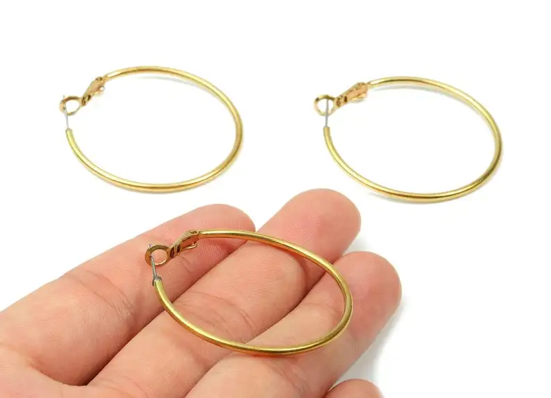 

Brass Earrings Hoop - Raw Brass Earring Clasp - Brass Earring Circle Clasp Findings - 4Pcs/Lot - 42.41x40.16x1.81mm - PP2871