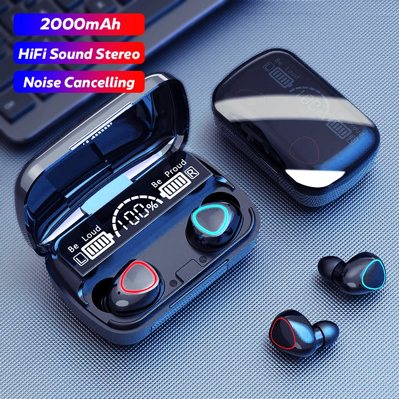 

M10 TWS Wireless Earphones Touch Control Bluetooth-Compatible 5.1 Headphones Wireless Headset Waterproof 9D Hifi Quality Earbuds