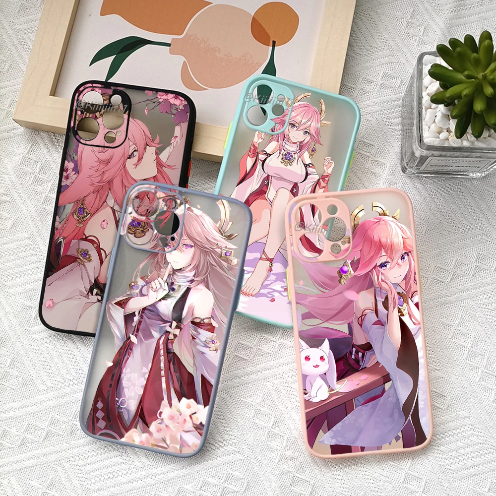 

Genshin Impact Yae Miko Phone Case For IPhone 13 12 11 Pro Max Mini Xs Xr X 8 7 Plus Translucent Cover