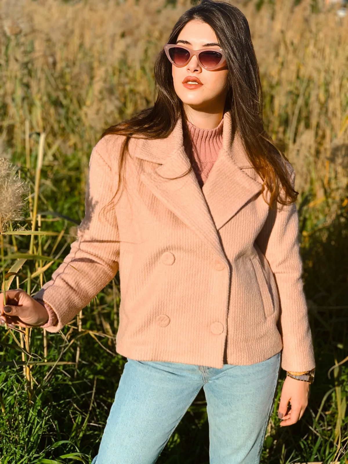 

Corded Beige Stamp Jacket Coat