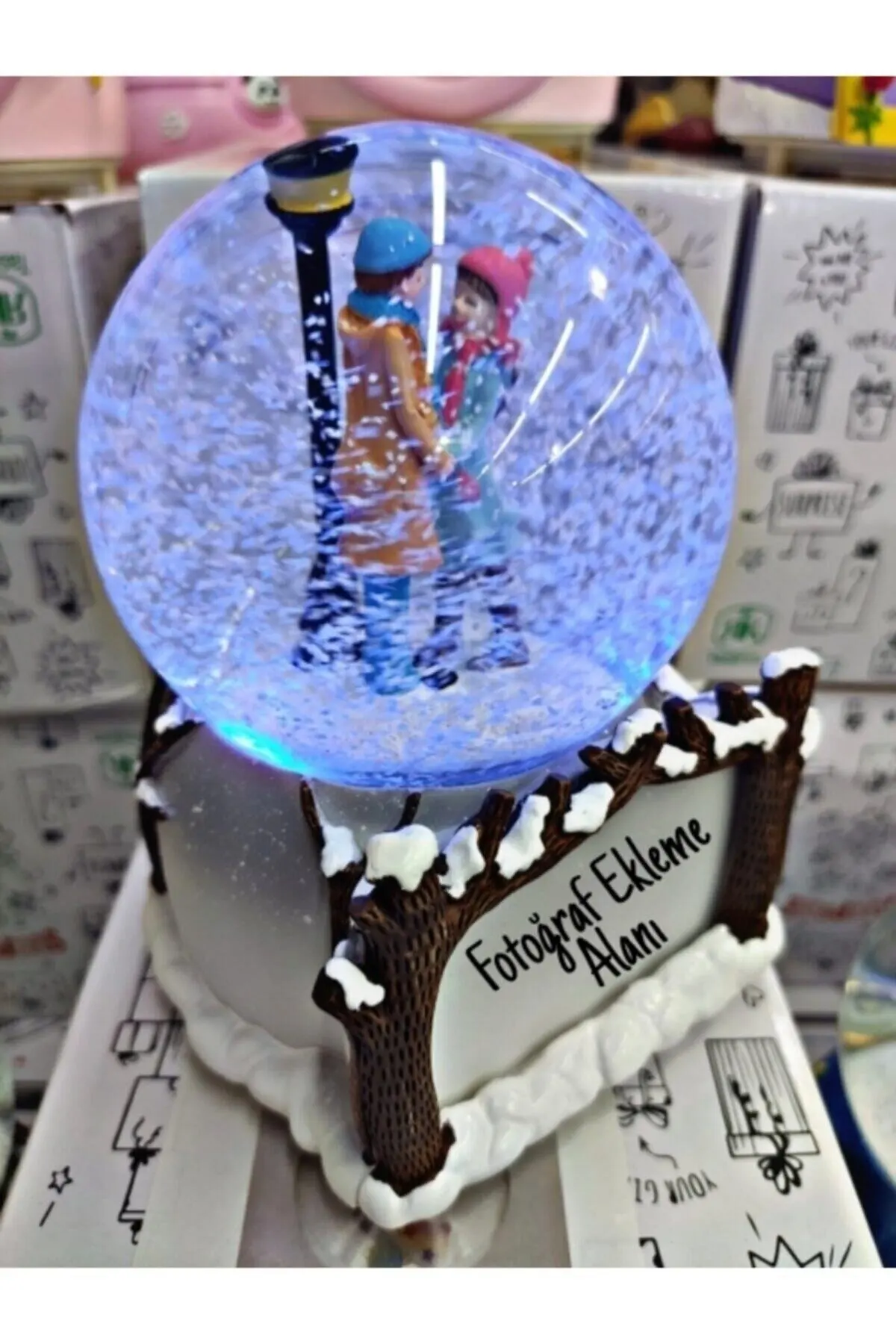 Bakiim Custom Design Photo Framed Lighted Musical Big size Snow Globe