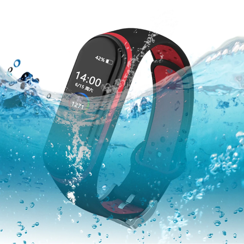 Ремешок для mi band 4 и 3 спортивный ремешок смарт часов с отверстиями металлической