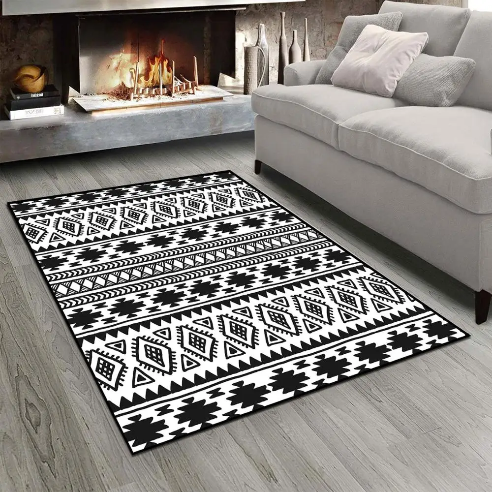 

Else Black White Vintage Tiles Ottoman Authentic 3d Print Non Slip Microfiber Living Room Modern Carpet Washable Area Rug Mat