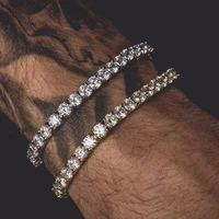 high quality aaa cubic zirconia luxury bracelets for men gold silver color hip hop punk chain mens bracelet male jewelry gift