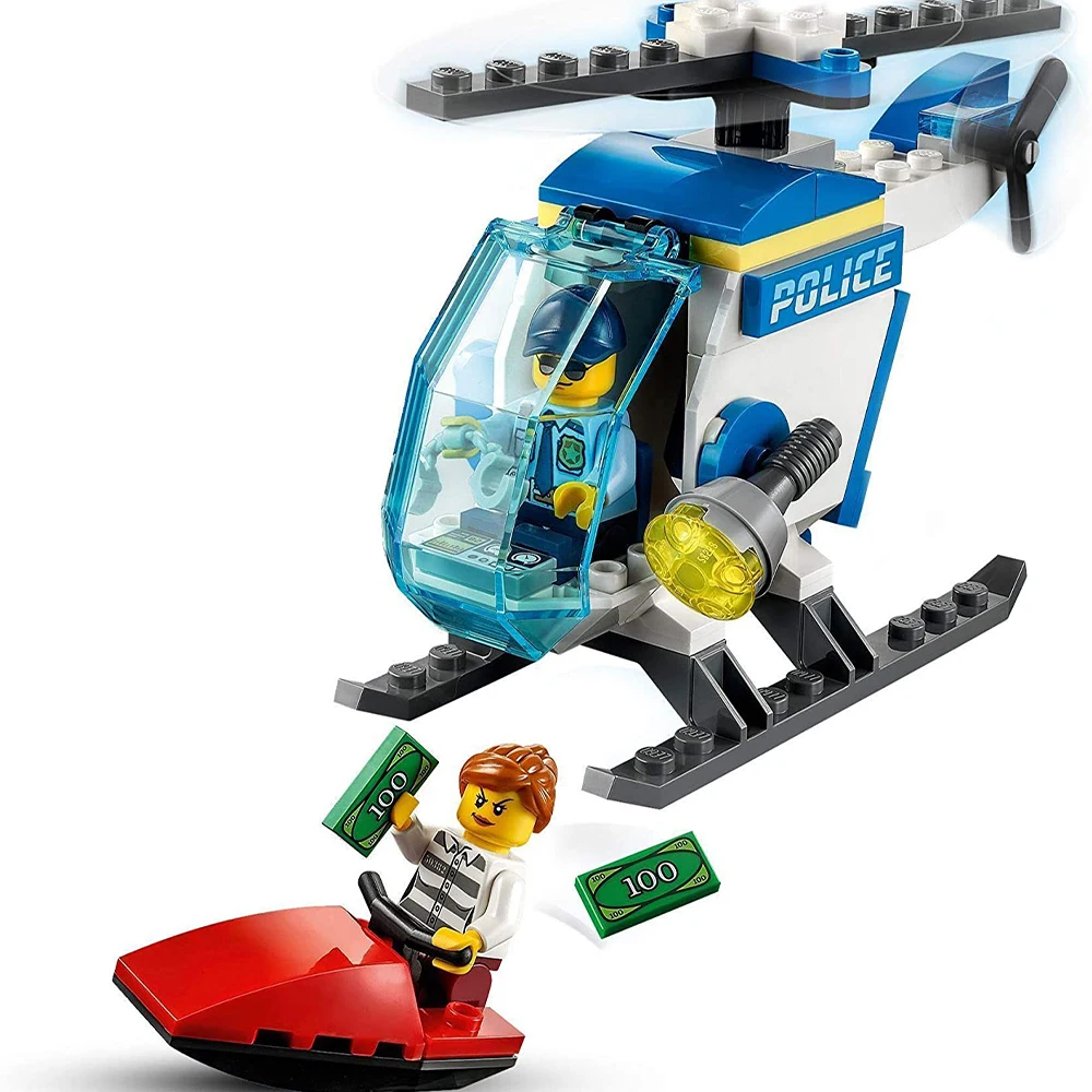 

Police Helicopter playset offers Building Blocks City Machine Helicopter Car Figures Bricks Educational Toy For Children
