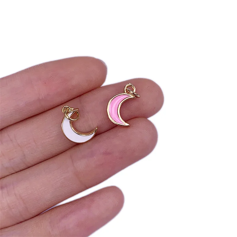 

5pcs Enamel Brass Moon Charms Pendants 10x13mm Metal Accessories For Making Bracelet Necklace Jewelry Craft Decorations