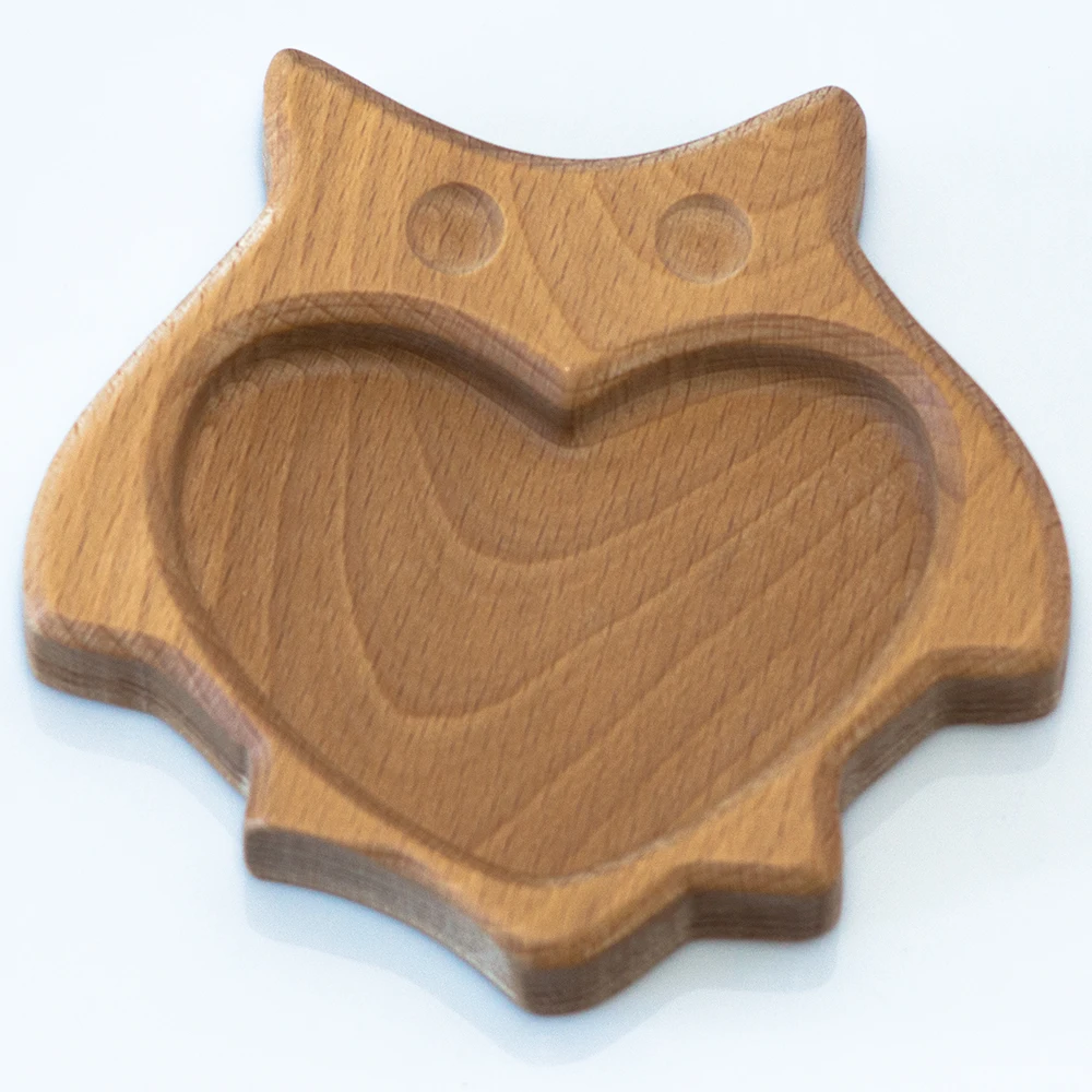Детская тарелка для кормления малыша деревянная Сова. Посуда детей из дерева. Wooden