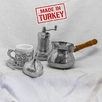 turkish coffe mug espresso pot cezve anatolian ottoman design silver cups grinder made in turkey