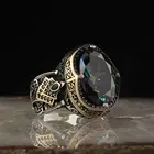 Мужские бриллиантовые серебряные кольца, драгоценный камень с Мистик-топазом, подарочное кольцо, ручная работа, индивидуальный дизайн, Сделано в Турции