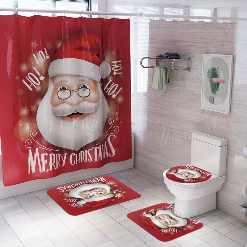 4pc Santa Claus 3D Рождественский Санта-Клаус, Противоскользящий коврик для кухни, столовой, камина, пола, фланелевый ковер, ковер, прочное Рождественское украшение для дома, напольный коврик - Цвет: 4pc Santa Claus
