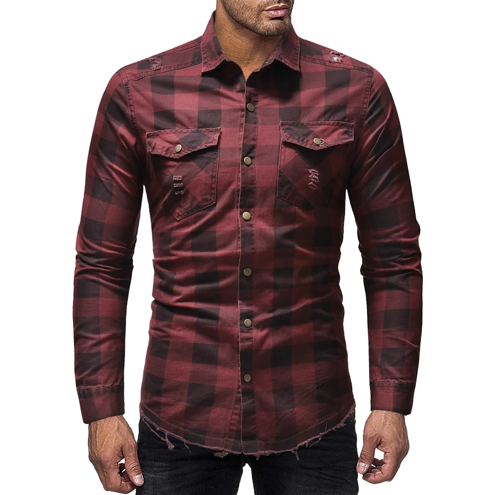 Mens Casual Shirts 2022 Single Breasted Mens Slim Fit Dress Long Sleeve Shirts Lattice Male Social Shirts Designer Chemise Homme