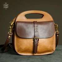 female fashion handbag high end vegetable tanned genuine leather satchel shoulder crossbody bag for women sac a main femme bolsa