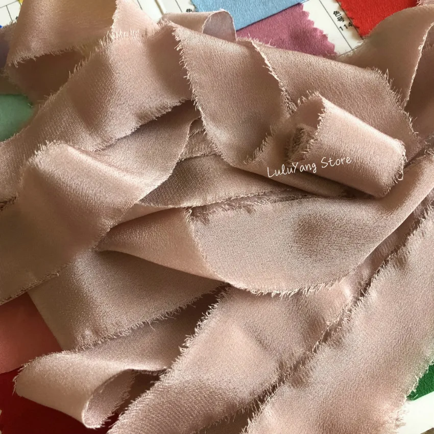 Свадебная шелковая лента с потертыми краями на бамбуковой катушке заказ широкая