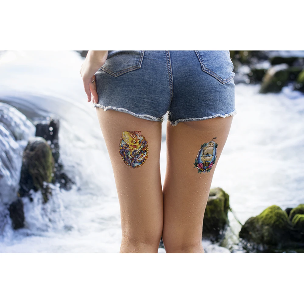 Tattoo sticker MneTatu "Ship" Sea | Temporary Tattoos