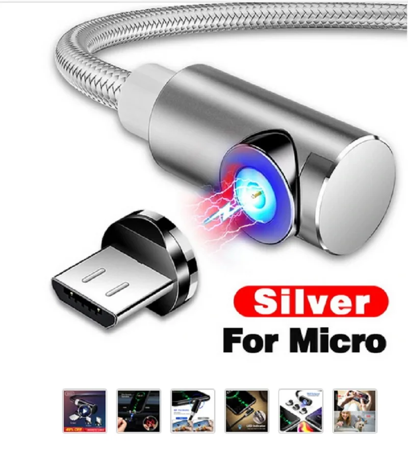Магнитный кабель 2 м Micro USB Тип C зарядное устройство для телефонов Android быстрая