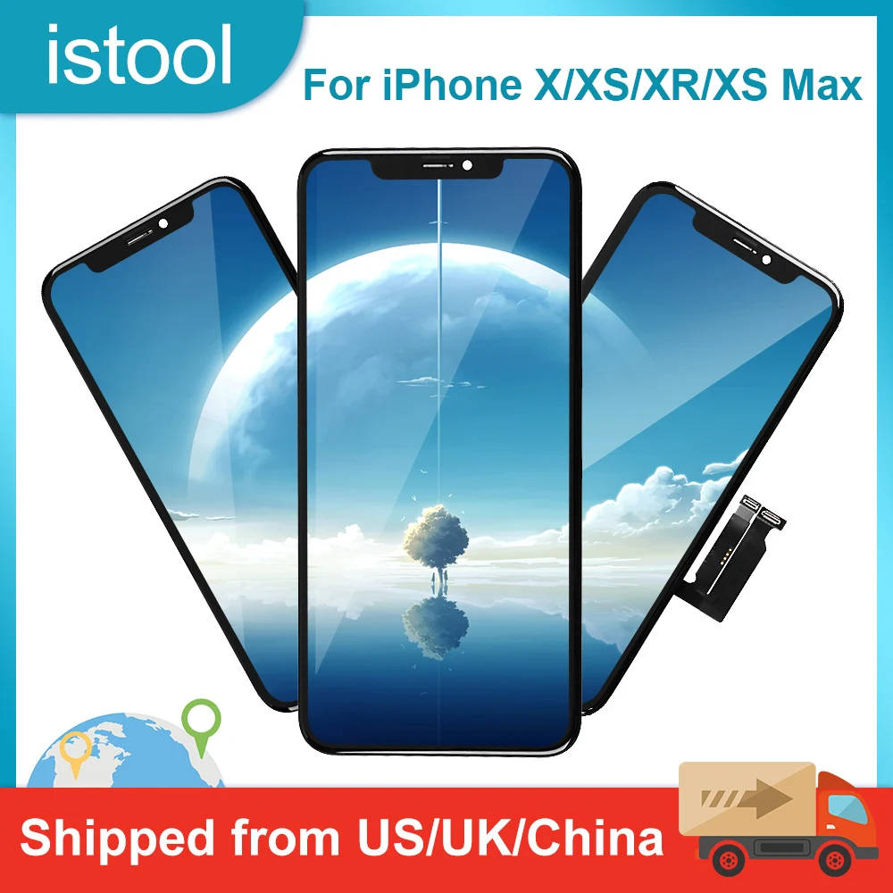 

100% протестированный класс для iPhone X OLED XS MAX XR с 3D сенсорным цифровым преобразователем в сборе, сменный ЖК-экран, отправка из США и Великобритании
