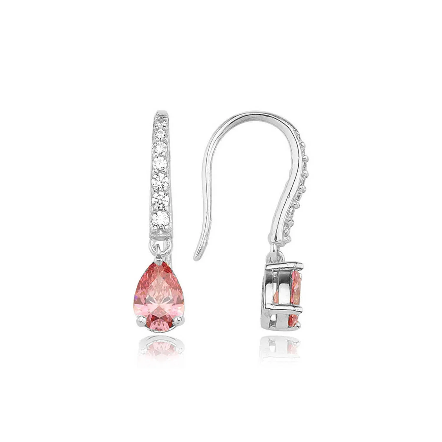 

Серебряные серьги-подвески с розовым и белым жемчугом, 0,66 карат