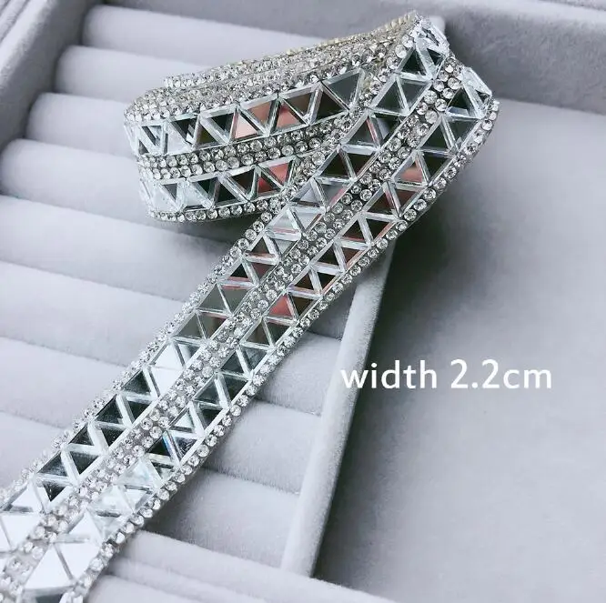 A23 2.2cm tri clear Стразы-ленты, цветная отделка, 1 ярд/партия, хрустальные украшения для торта, стразы с кристаллами, декоративная отделка, стразы с топазом, золото - Цвет: A23 2.2cm tri clear