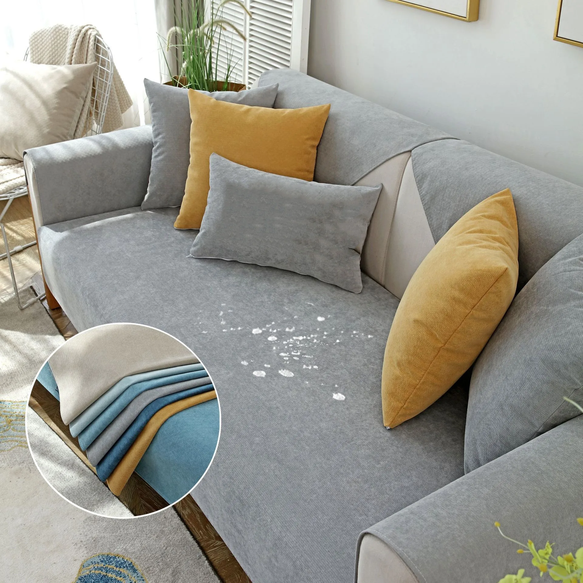 

Saoltexile водонепроницаемый, нескользящий и нескользящий однотонный чехол для дивана с когтеточкой, всесезонный универсальный чехол для диван...