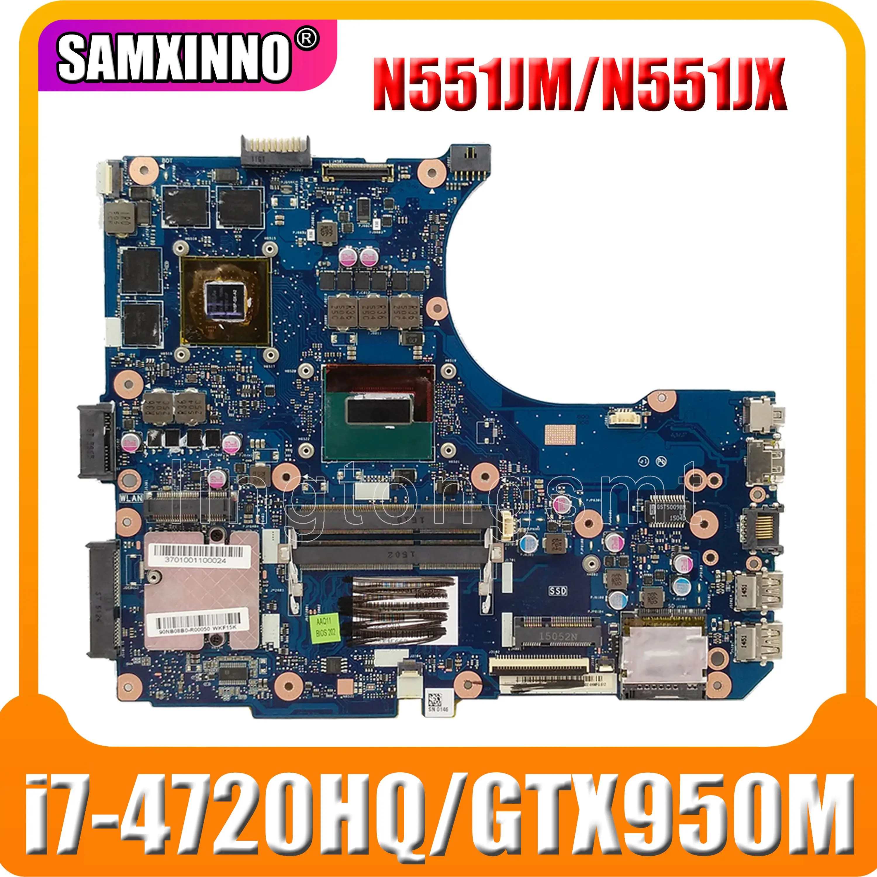 Новая N551JX G551JX материнская плата для ноутбука For Asus G551J N551J GTX950M i7 4710HQ|pga 989|motherboard for