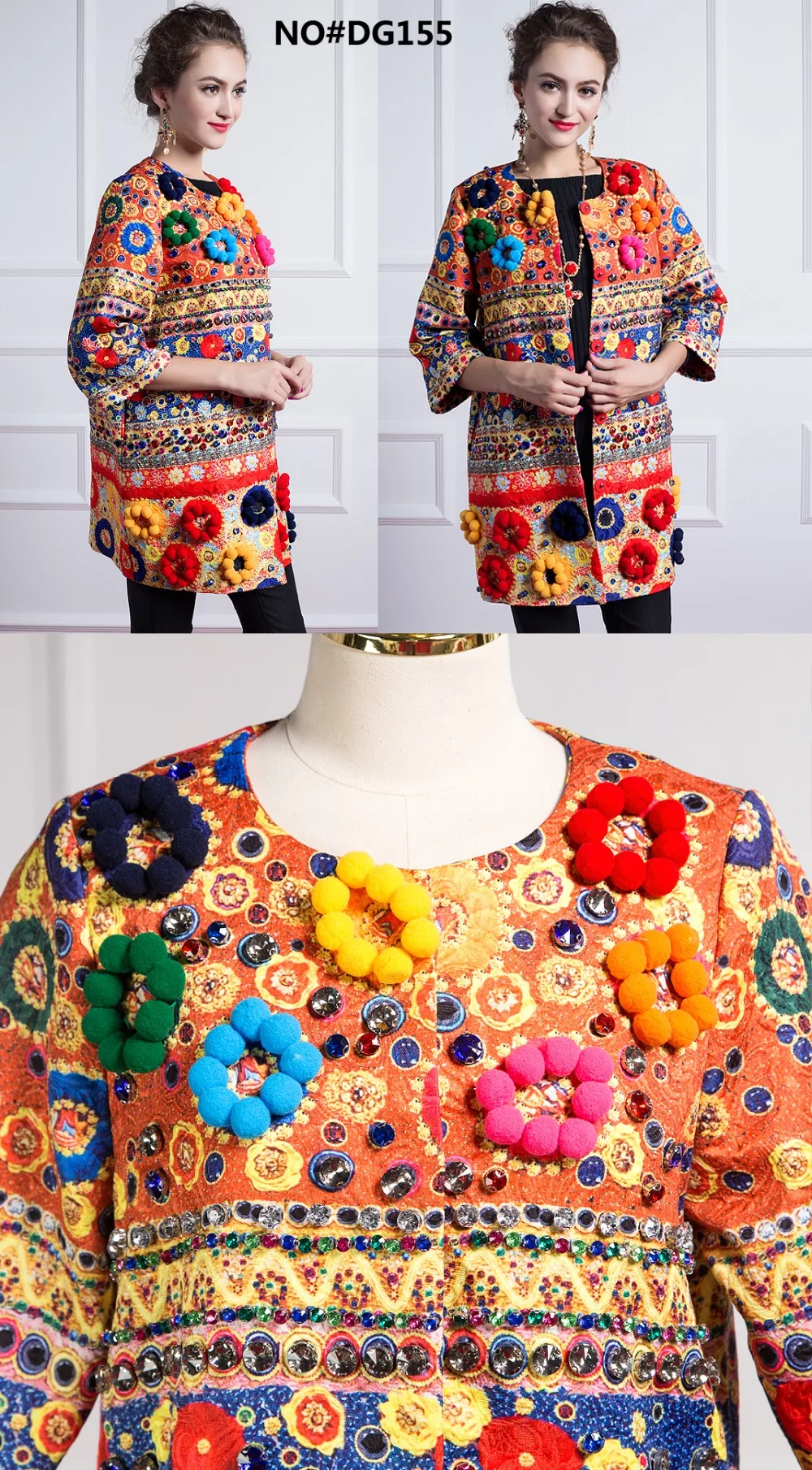 Осень, Женское пальто, модное, подиум, с принтом кактуса, 3XL, Тренч, элегантное, женское, с длинным рукавом, большое, шерстяное, с вышивкой, пальто