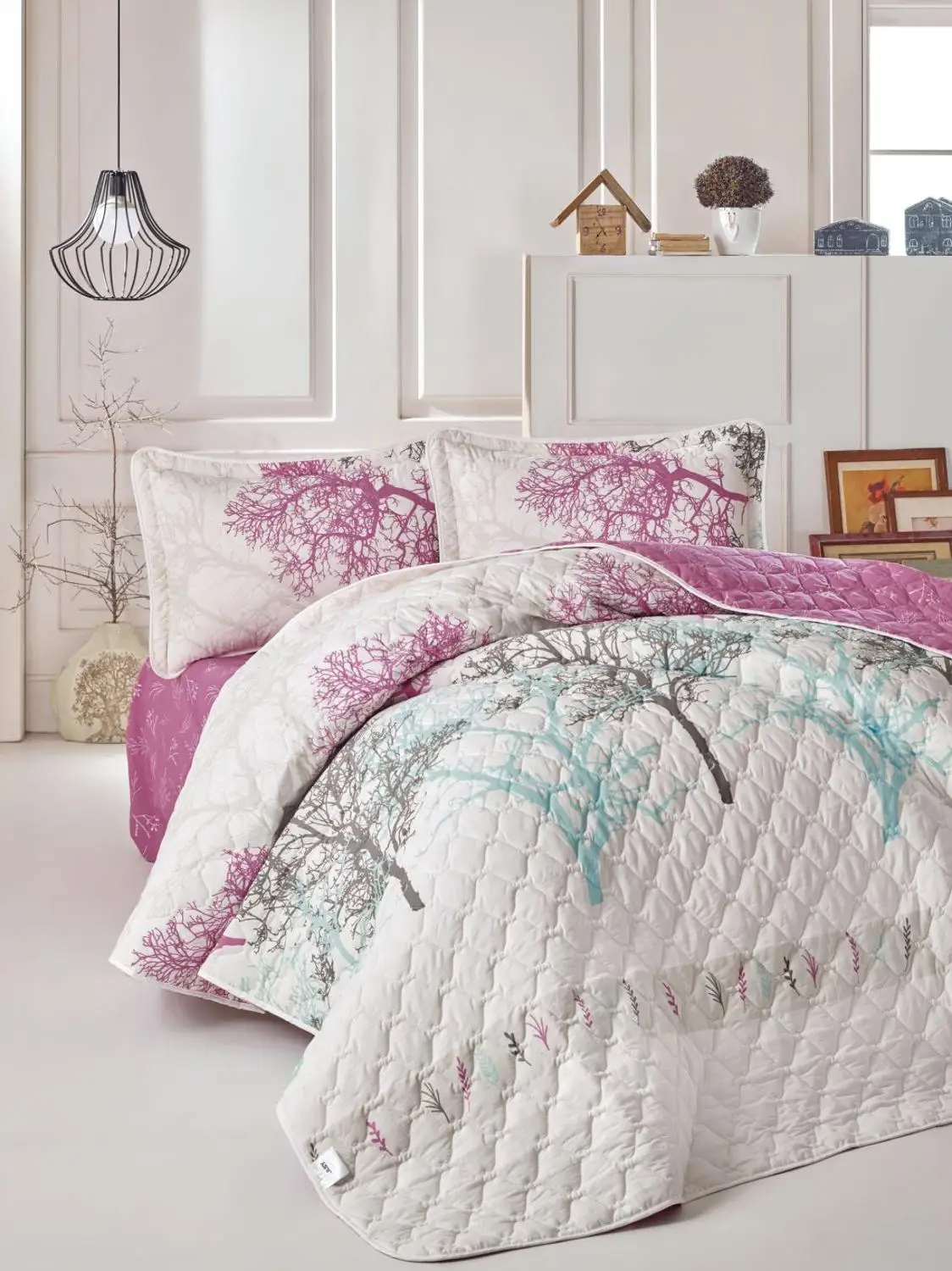 

100% turkish cotton bedding bedspread set bed covers bedspread and pillow case quilting luxury ekotex, double/ single size