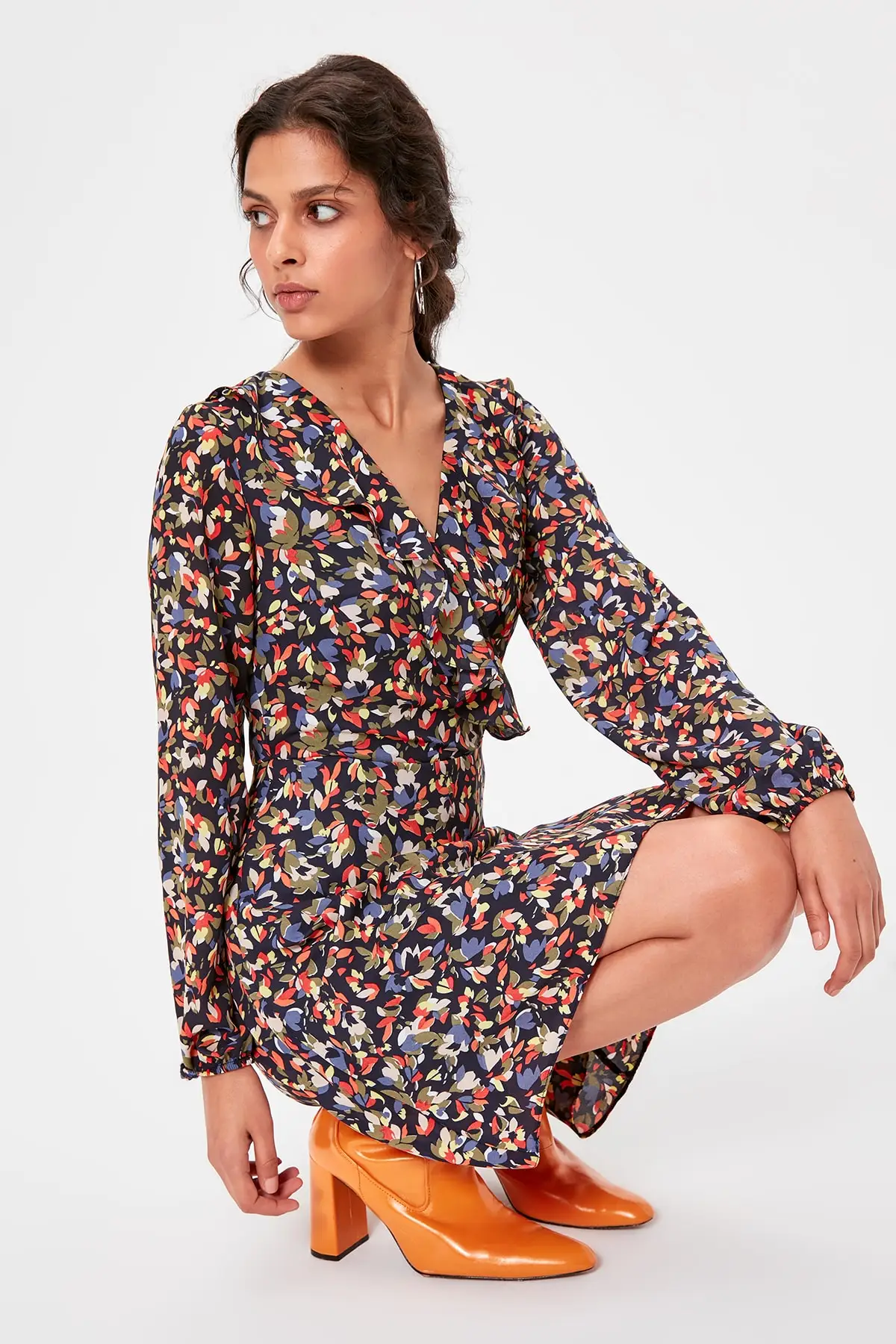 Модное разноцветное платье с узором TWOAW20EL1546|Женские платья| |