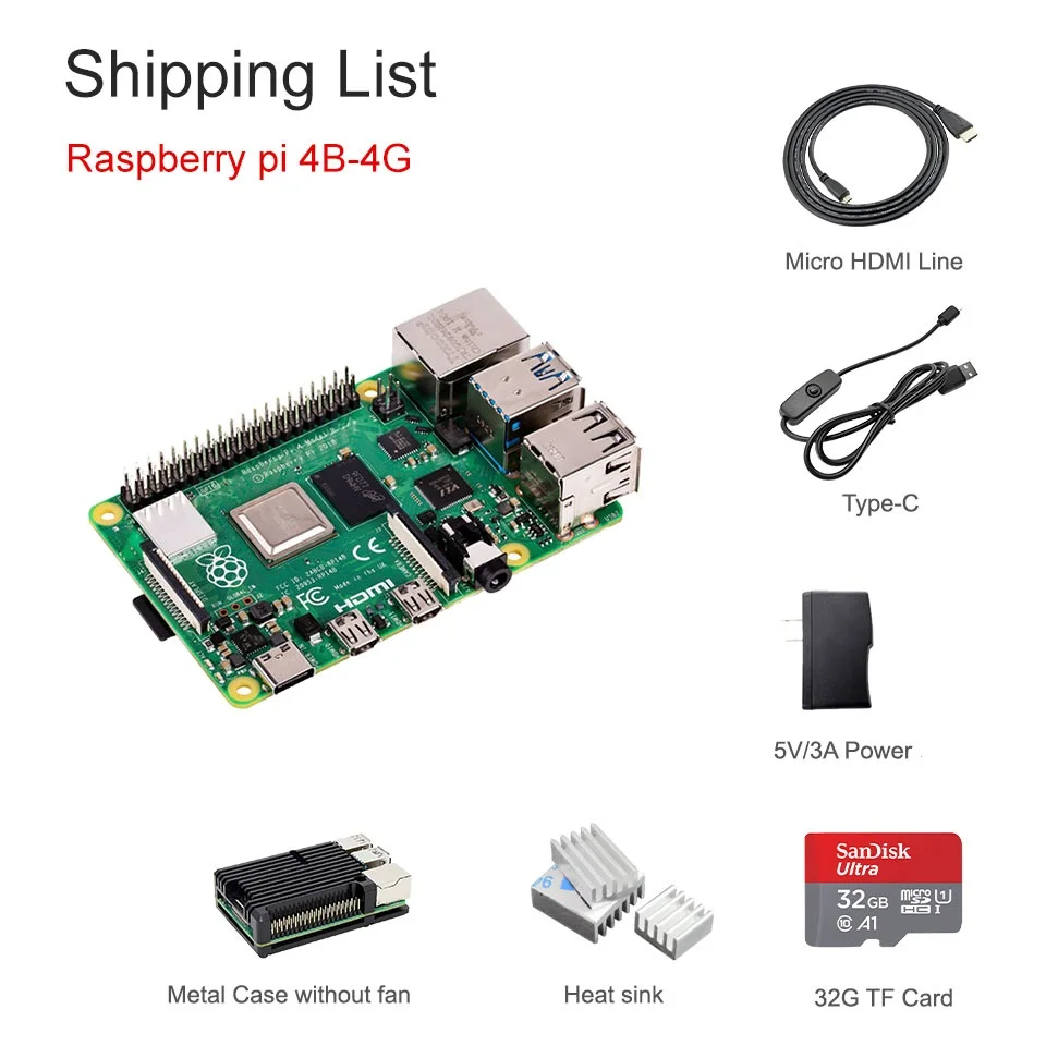 4Gwith Accessories 1 Последние Raspberry Pi 4 Модель B LPDDR4 2G/4G Quad-core Cortex-A72(ARM v8) 64-бит 1,5 Ghz Dual core 4K HDMI Выход Мощность чем 3B - Комплект: 4Gwith Accessories 1