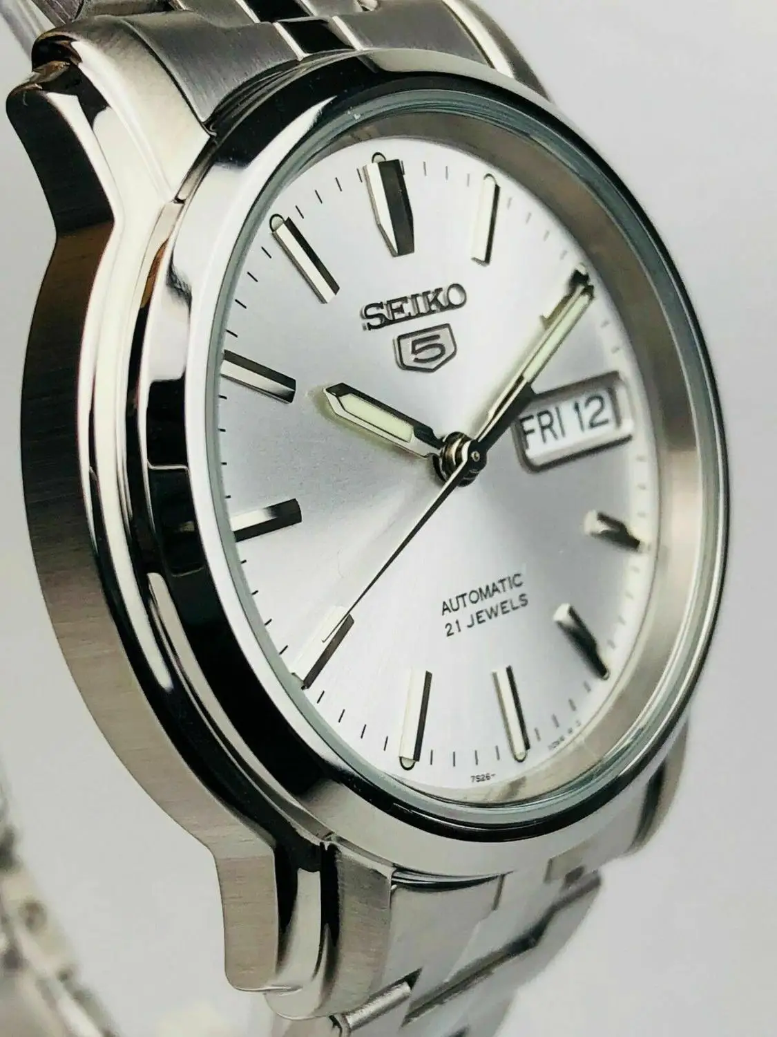 Автоматические Мужские часы Seiko 5 SNKK65K1 циферблат серебристый 38 мм стальной
