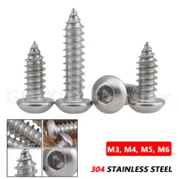 10pcs m3 m4 m5 m6 allen hex socket round button head self tapping wood screws bolts a2 304 stainless steel corrosion resistant