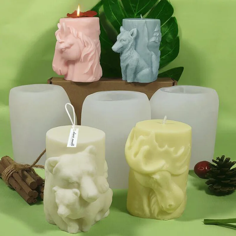 

Animal Column Silicone Forms For Candle Making Aroma Wax Candle Molds Cartoon Craft Soap Mold Car Diffuser Plaster Tool