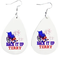 back it up terry 4th of july firework american flag faux leather teardrop earrings double print bulk order wholesale stock