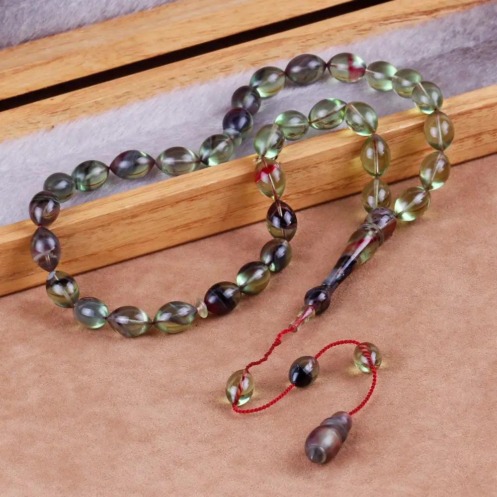 

Large Water Green Squeezed Amber Tasbih Fashion Turkish Premium Quality Handmade Jawelery