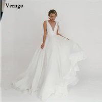 verngo simple tulle beach wedding dresses for women 2022 scoop neck boho a line bridal gowns plus size long formal party dress
