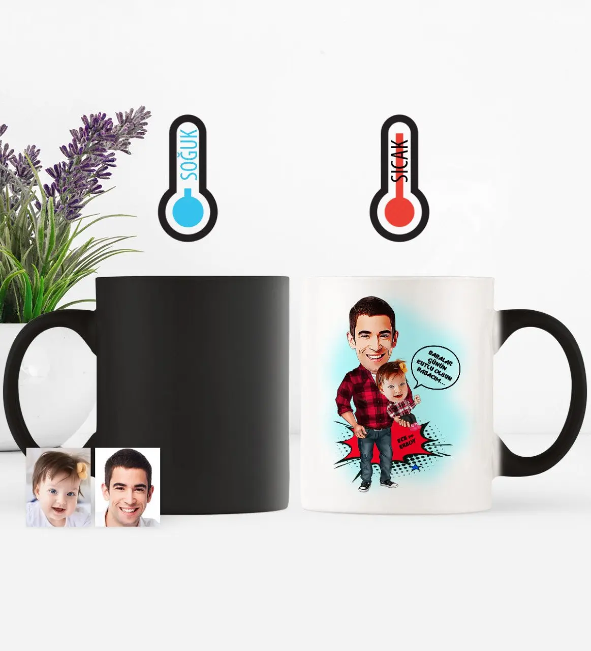 

День отца на заказ Санта Клаус девочка мультфильм Волшебная кружка чашка-3