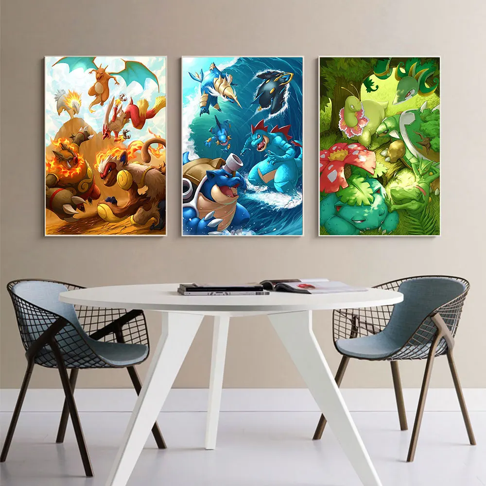 

Pokemon Video Game Anime Canvas Painting Wall Art Posters and Prints Pictures for Kids Room Home Birthday Gift Decoration Mural