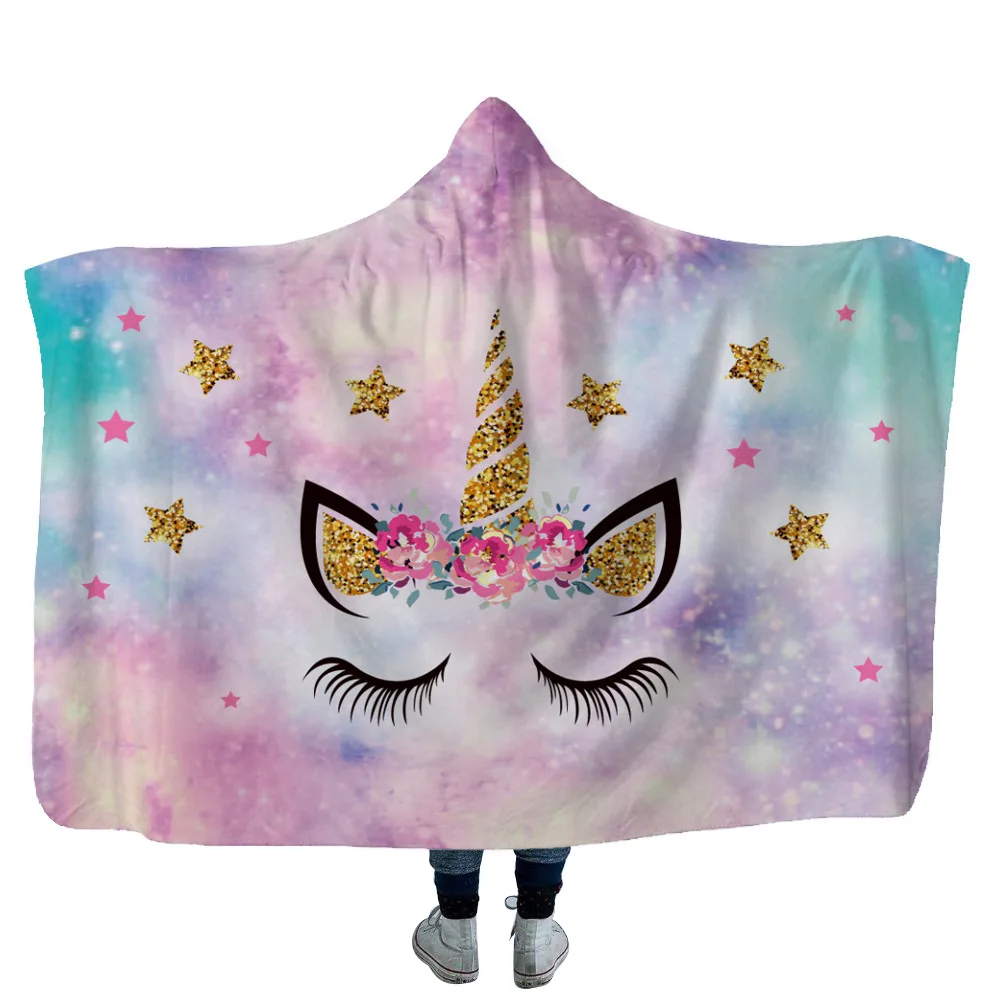 Аниме рогатый с изображением лошади плюша на меху капюшоном и застежкой Одеяло