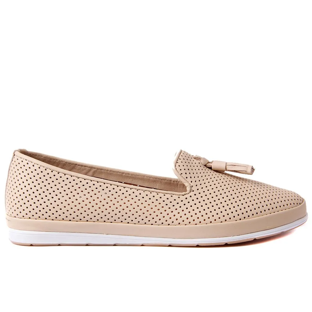 Estile/Женская обувь бежевого цвета из натуральной кожи с кисточками|Обувь без