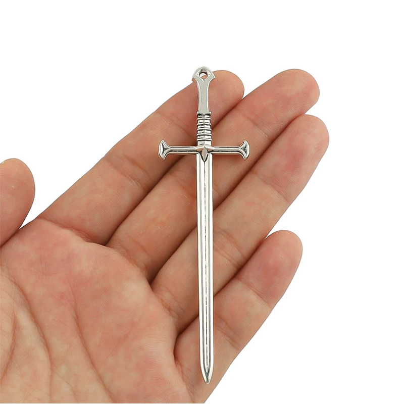 

10pcs Zinc Alloy Antique Silver Color Knight Sword Charms for Jewelry Making DIY Handmade Weapons Pendant Charm