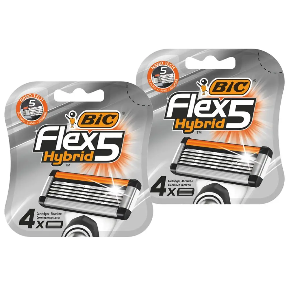Сменные кассеты для мужской бритвы BIC Flex 5 Hybrid 4шт (2 упаковки) | Красота и здоровье