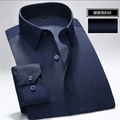 

Big size shirt men regular fit square collar long-sleeve dress shirt for men solid twill stripes white male clothes