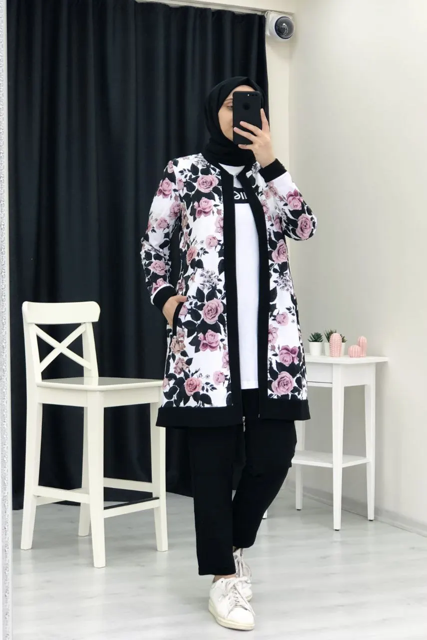 New Season Women 3 piece Tracksuit Sportswear Cardigan Hoodie Abaya Kaftan Tunic Kimono Muslim Islamic Fashion Modest Fashion