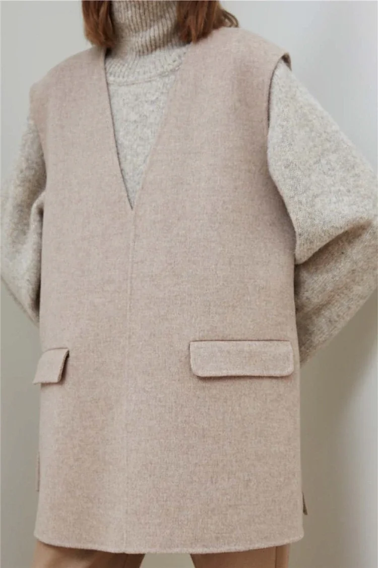 

Totem* Alcob* Women Fashion V-neck Vest pullover loose sweater winter season wool Cashmere