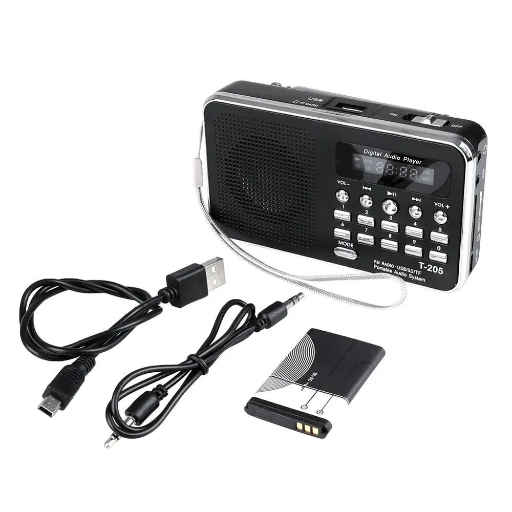 Портативный мини T205 fm радио mp3 плеер музыкальный динамик многофункциональная