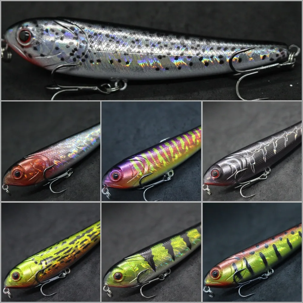 WLure 10 см 18 г длинный литье Topwater Popper Walking Lure ZigZag Action поплавок приманка 3D твердая для