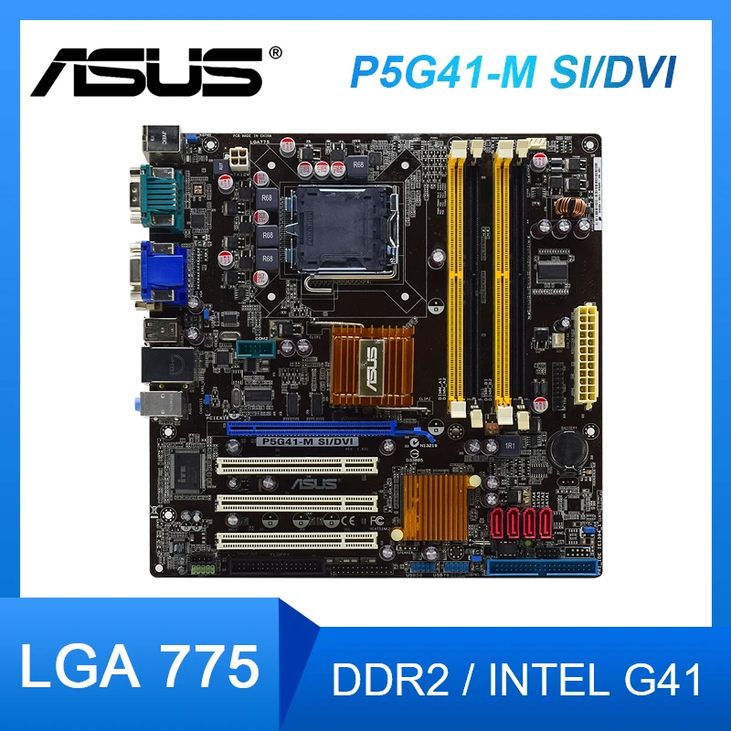 

Материнская плата ASUS P5G41-M SI/DVI LGA 775, материнская плата DDR2 Intel G41 USB2.0 Micro ATX для четырехъядерного процессора Core 2