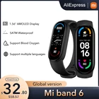 Умный Браслет Xiaomi Mi Band 6, водонепроницаемый фитнес-трекер с экраном AMOLED 1,56 дюйма, Bluetooth, 5 атм