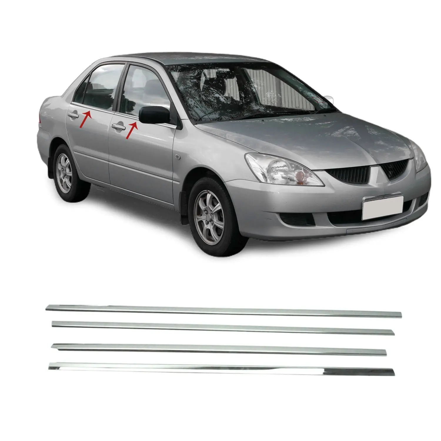 

Mitsubishi Lancer Chrome Window Frame Trim 4 Piece Stainless Steel (2004-2007)