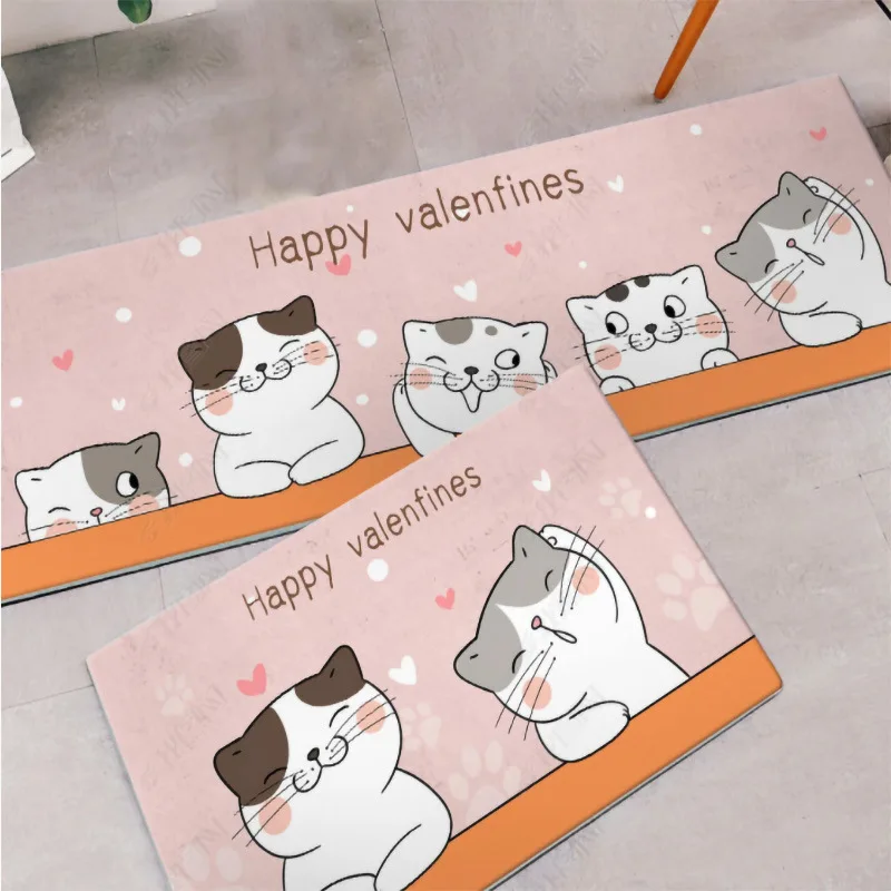 Мультяшный длинный нескользящий кухонный Коврик для пола водонепроницаемый