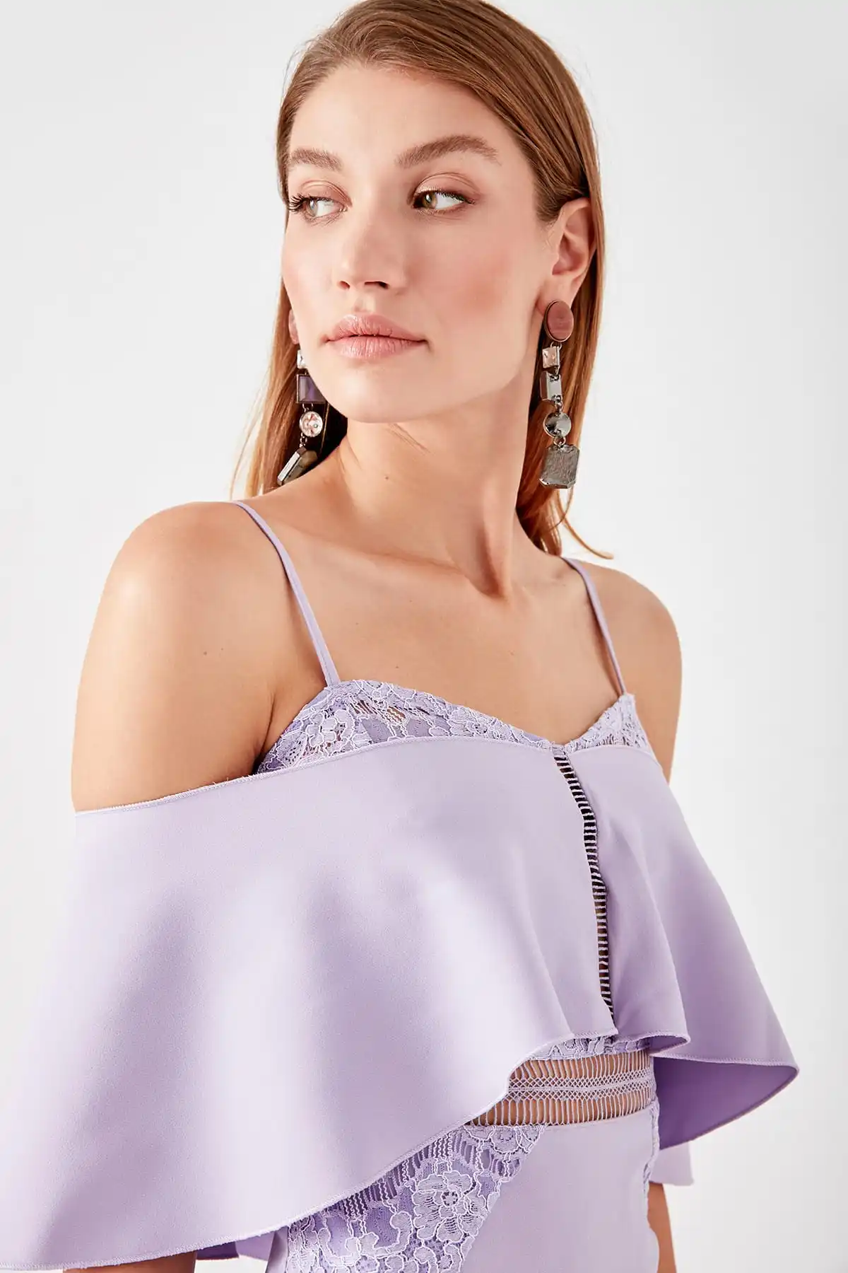 Trendyol шаль воротник разрезы вечернее платье TPRSS19AE0107